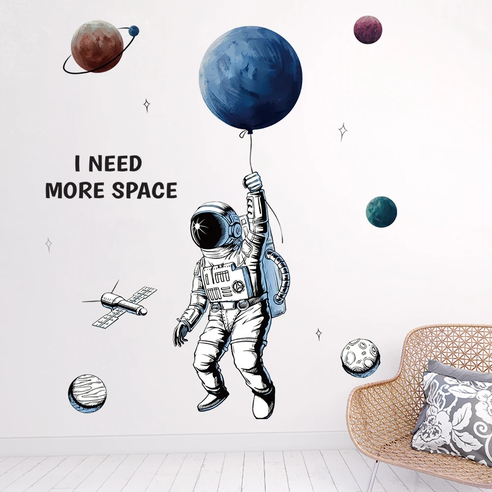 Space Astronaut Pilot Wall Stickers For Home Decoration Suitable For Children's Rooms And   Kindergartens