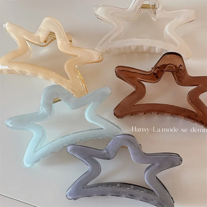 

2025 New Crystal Jelly Star Claw Clip for Thick Hair INS Causal Fashion| Volume Hair Claw Clip for Girls Chic Hair Accessories