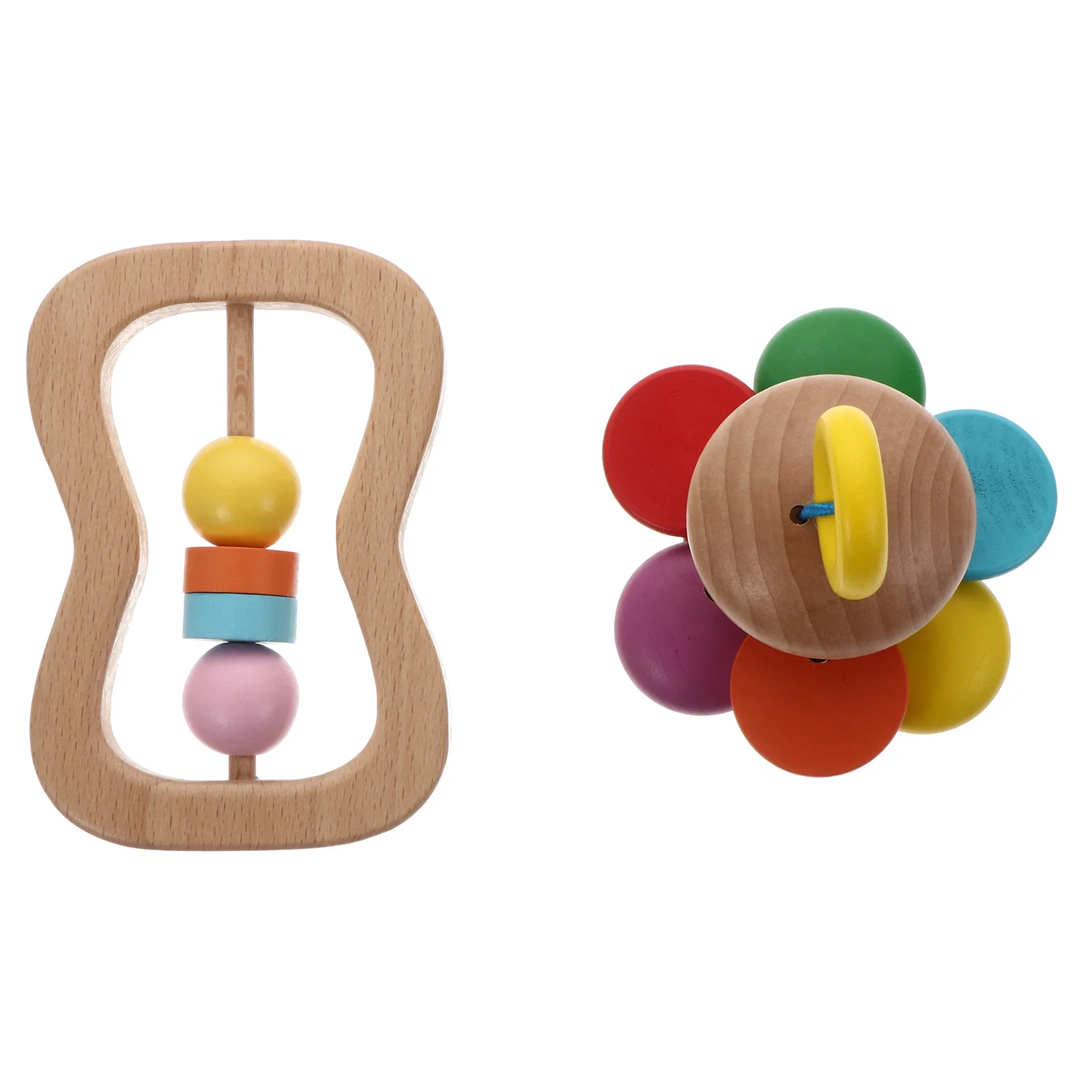 Sonajero de mano de madera para bebé, Color brillante, diseño creativo, juguete educativo para edades tempranas, desarrollo sensorial del Motor, música infantil, 2 uds.