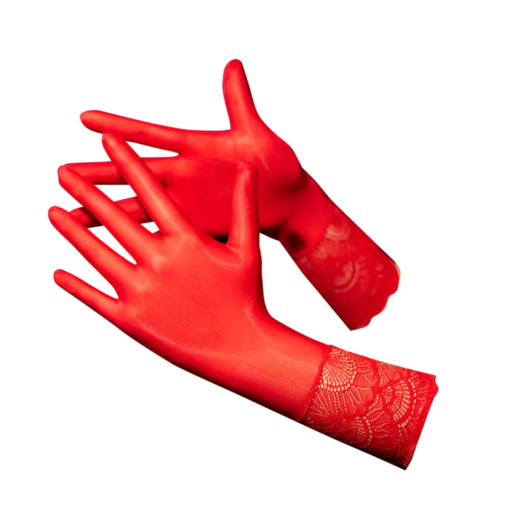 Sexy Women Smooth Oil Shiny Short Glove Candy Color See Through Dance Gloves Driving Ultrathin Sunscreen Gloves