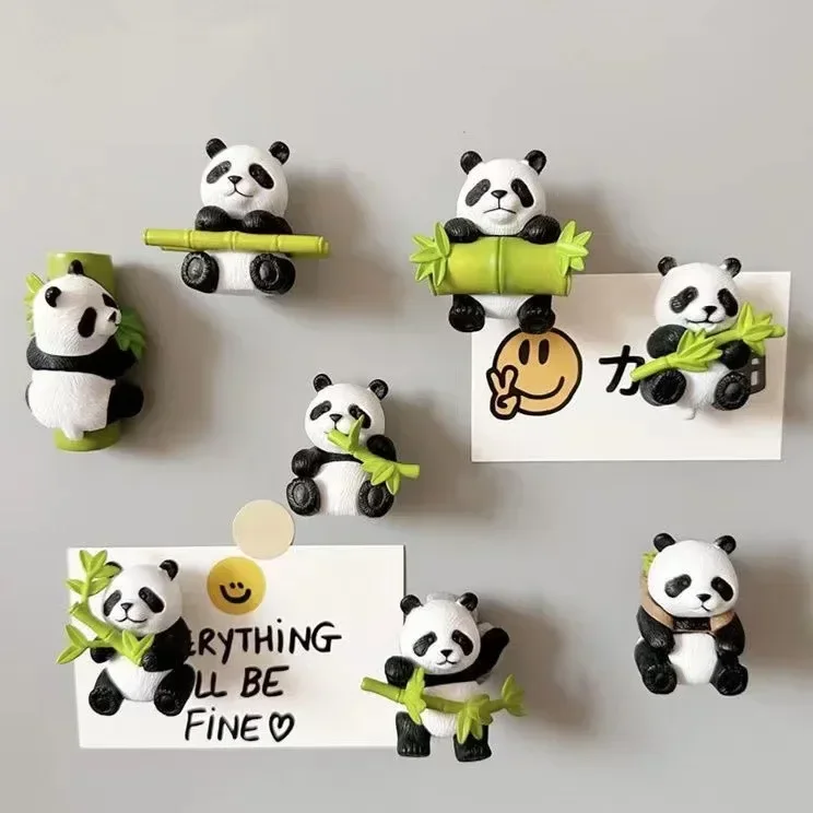 1set Cartoon Cute Soft Plush Panda Fridge Strong Magnet Refrigerator Sticker Home Decor Souvenir Kitchen Accessories