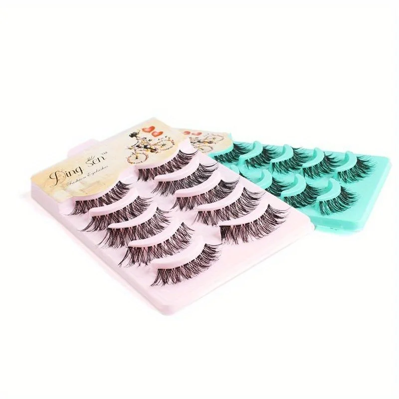 1Set Natural Thick Full False Eyelashes Super Long Chris Cross Eyelashes Charm 3D Staggered Eyelashes