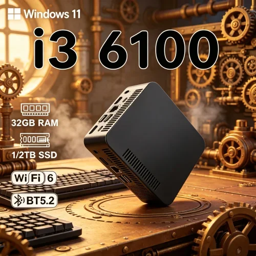 Elegante e compacto MINI PC Windows 11 Pro Core I3 6100 32GB RAM 1TB 2TB SSD WIFI 6 BT5.2 4K HD Elegante lazer para jogos e escritório