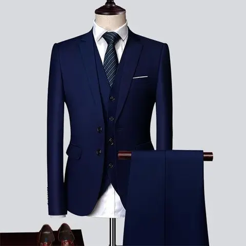 1-A67 terno masculino de três peças de negócios profissional vestido formal fino terno do noivo jovem melhor homem vestido de recepção min 1