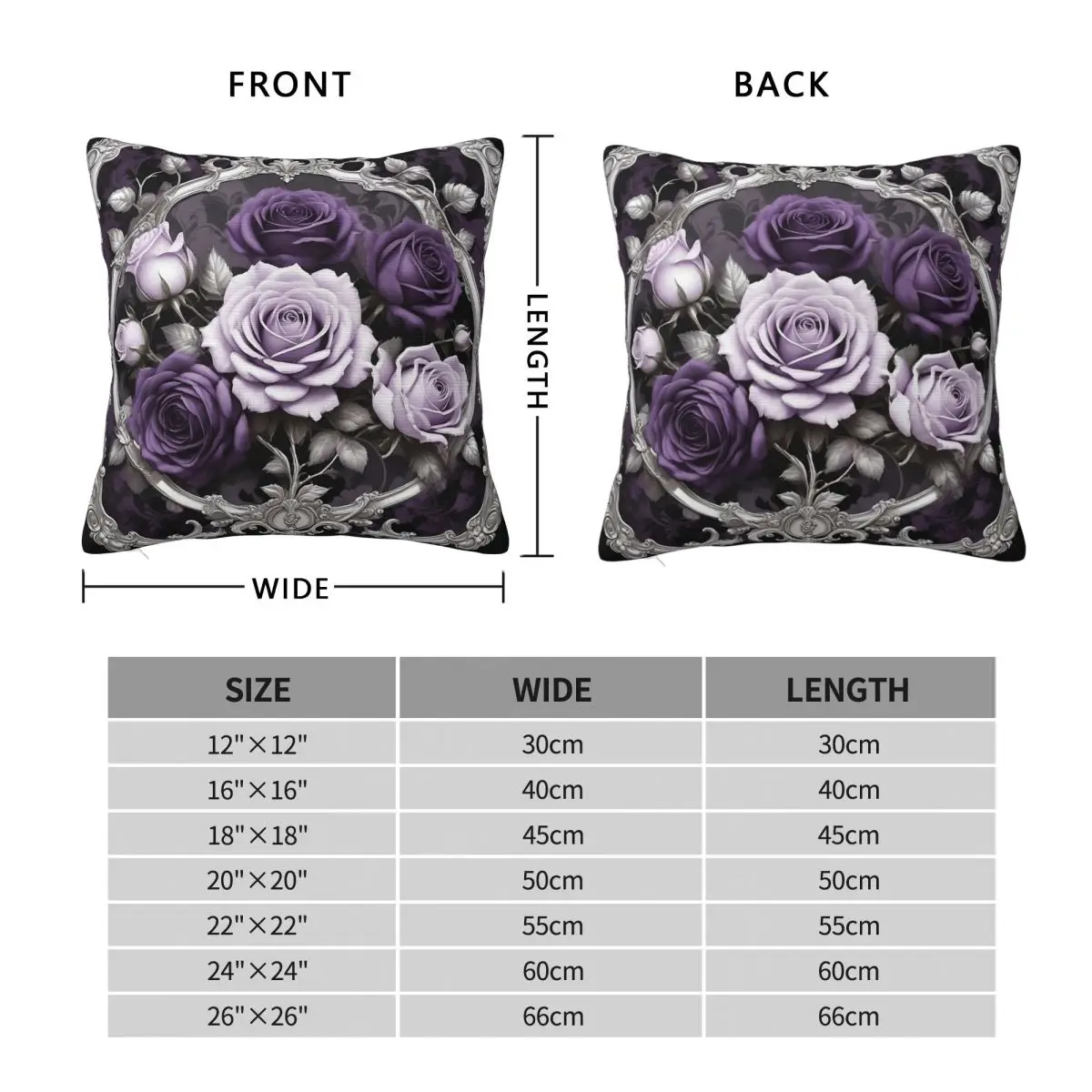 Matte Lilac Purple Roses Pillowcase Polyester Linen Velvet Creative Zip Decor Throw Pillow Case Home Cushion Cover