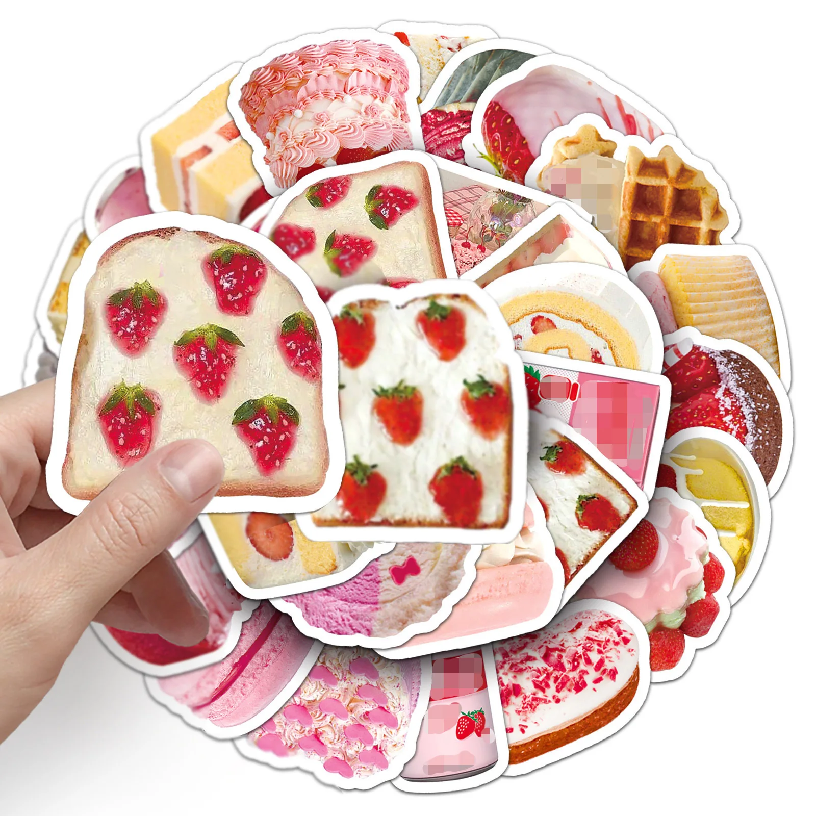 50pcs Ins Style Cake Dessert Series Graffiti Stickers Suitable for Helmet Desktop Wall Decoration DIY Sticker Pack Wholesale