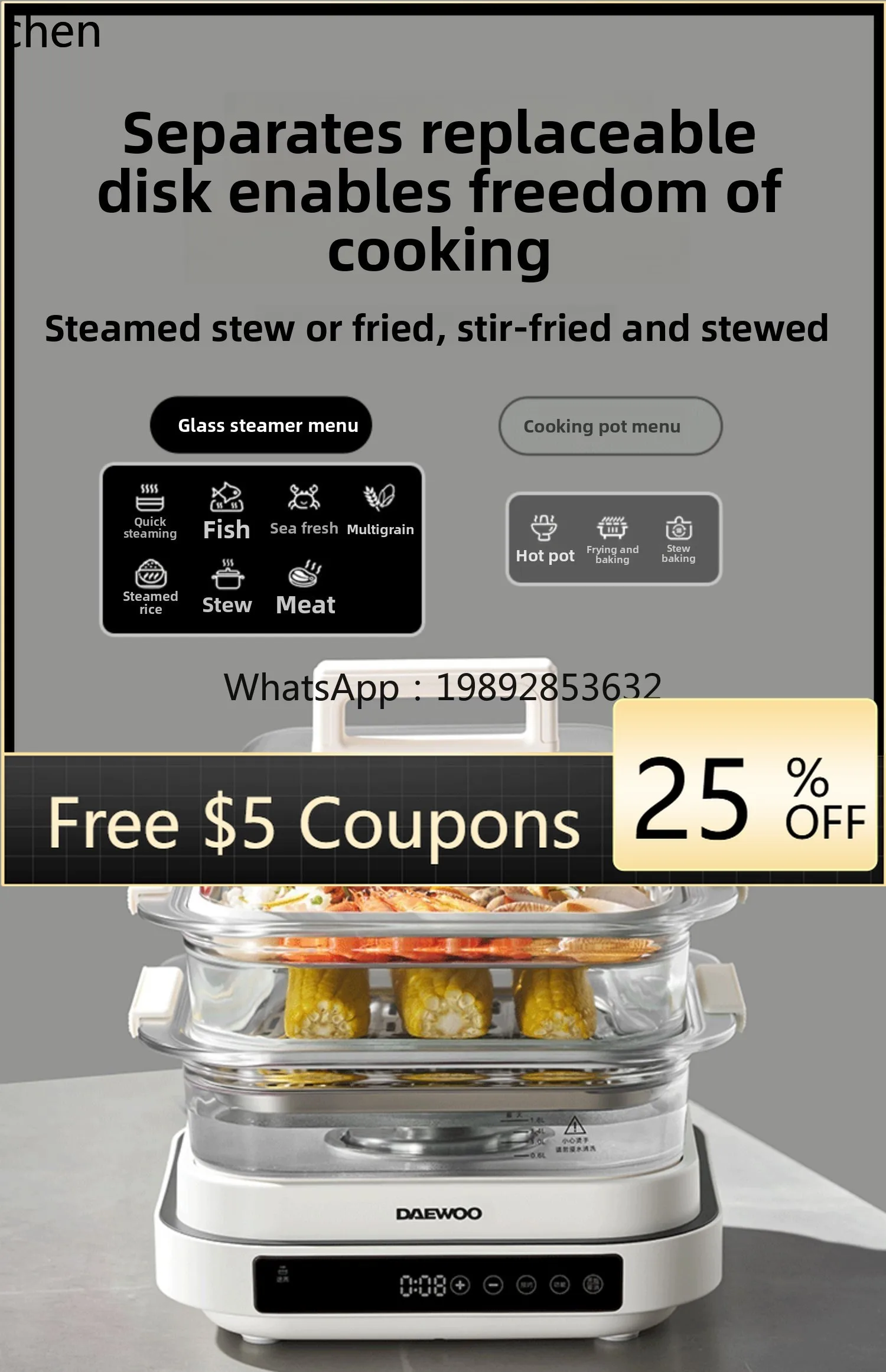 

ZML glass electric steamer stewing multi-functional household integrated steamer multi-layer large-capacity cooking pot