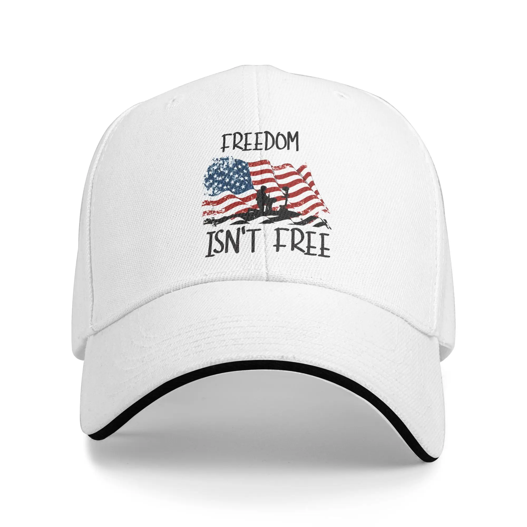 May We Never Forget Freedom Isn't Free Merch Men Women Baseball Cap  Dad Hat Vintage Daily Headwear Adjustable Sun Cap