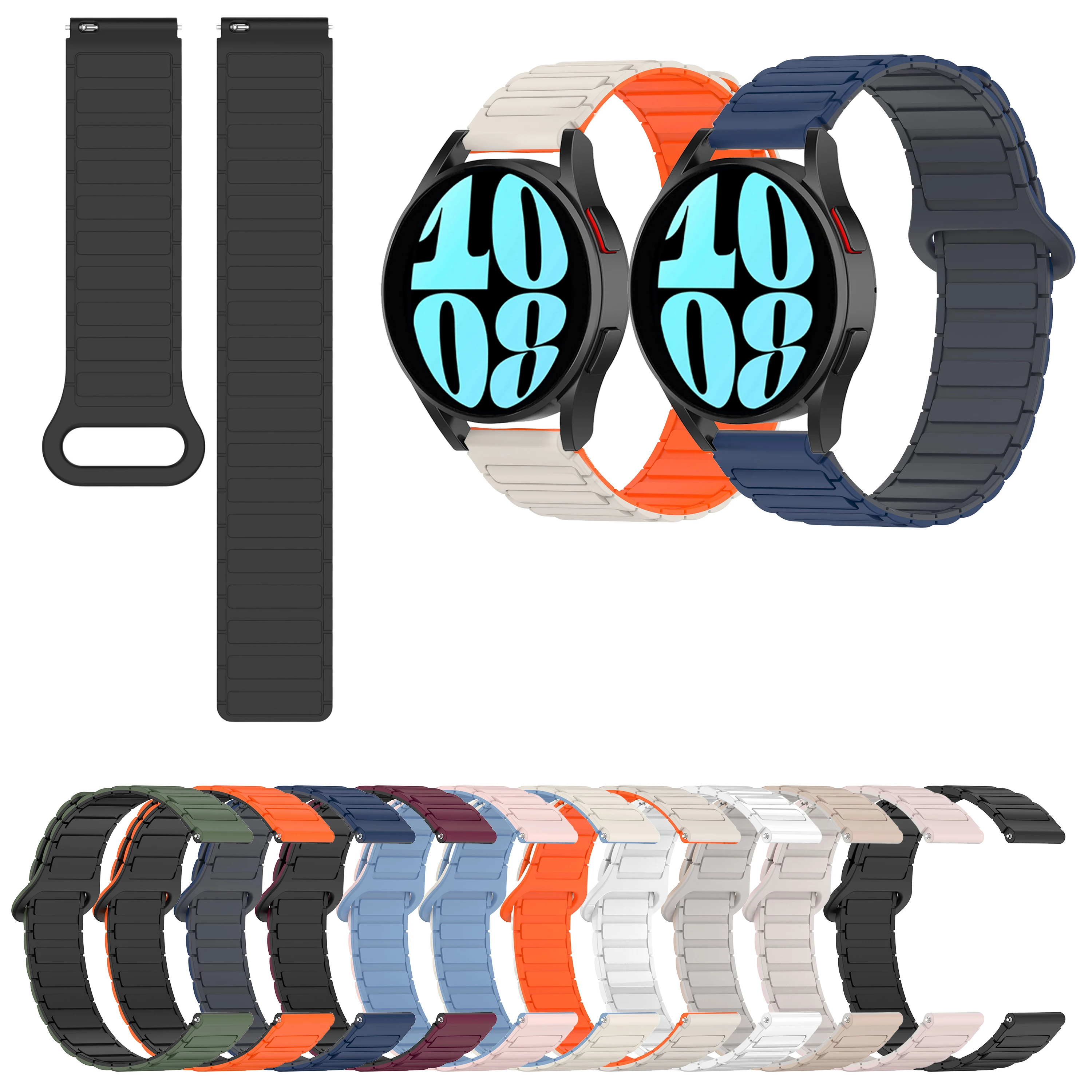 Magnetic Silicone Strap For Samsung Galaxy Watch FE 7 6 5 4 /Active 2 /Watch5 Pro/Watch6/watch4 classic 42mm 46mm 40mm