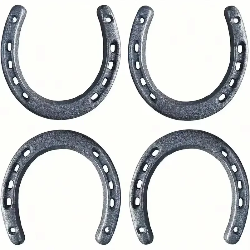 Set of 4 Cast Iron Horseshoes Hoof Care Excellent Grip and Stability Features Resistant to Wear and Tear for Long - Term Use