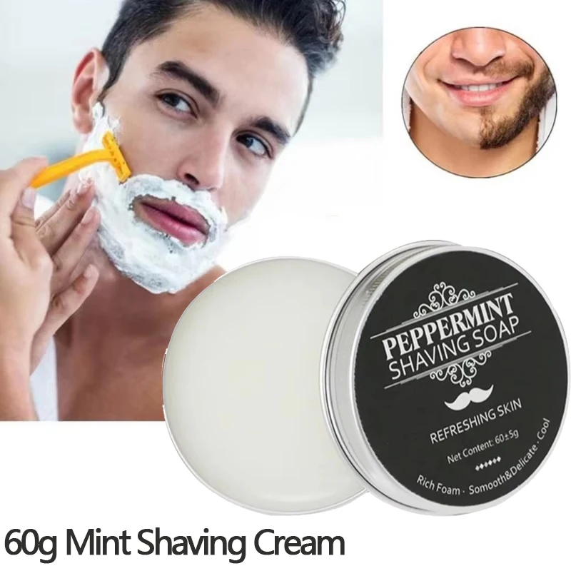 2026 Bestseller! 60g Minz-Rasiercreme für eine Angenehme Rasur Pflegt und Schützt die Haut Rasierseife für Frische im Gesicht