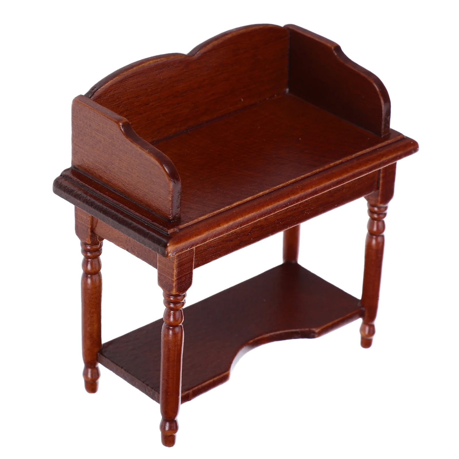 

Wooden Dollhouse Desk Vintage Chestnut Miniature Writing Table Mini Study Room Furniture Photo Props Pretend Play Accessories