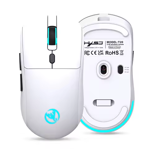 HXSJ T20 Wireless Mouse 2.4G Optical Cordless Silent Mice w/ Colorful LED Lights Ergonomic PC Laptop Mouse for Office Computer