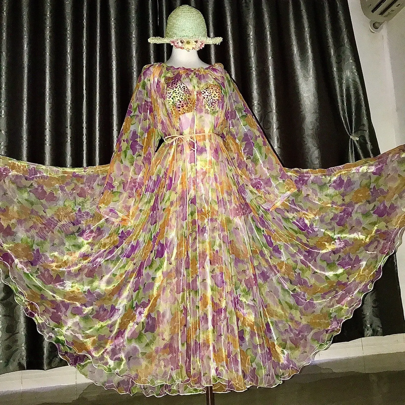 Length1.35-1.4m Glossy Liquid Water Gauze Organza Long Maxi Dress See Through Elegant Dresses