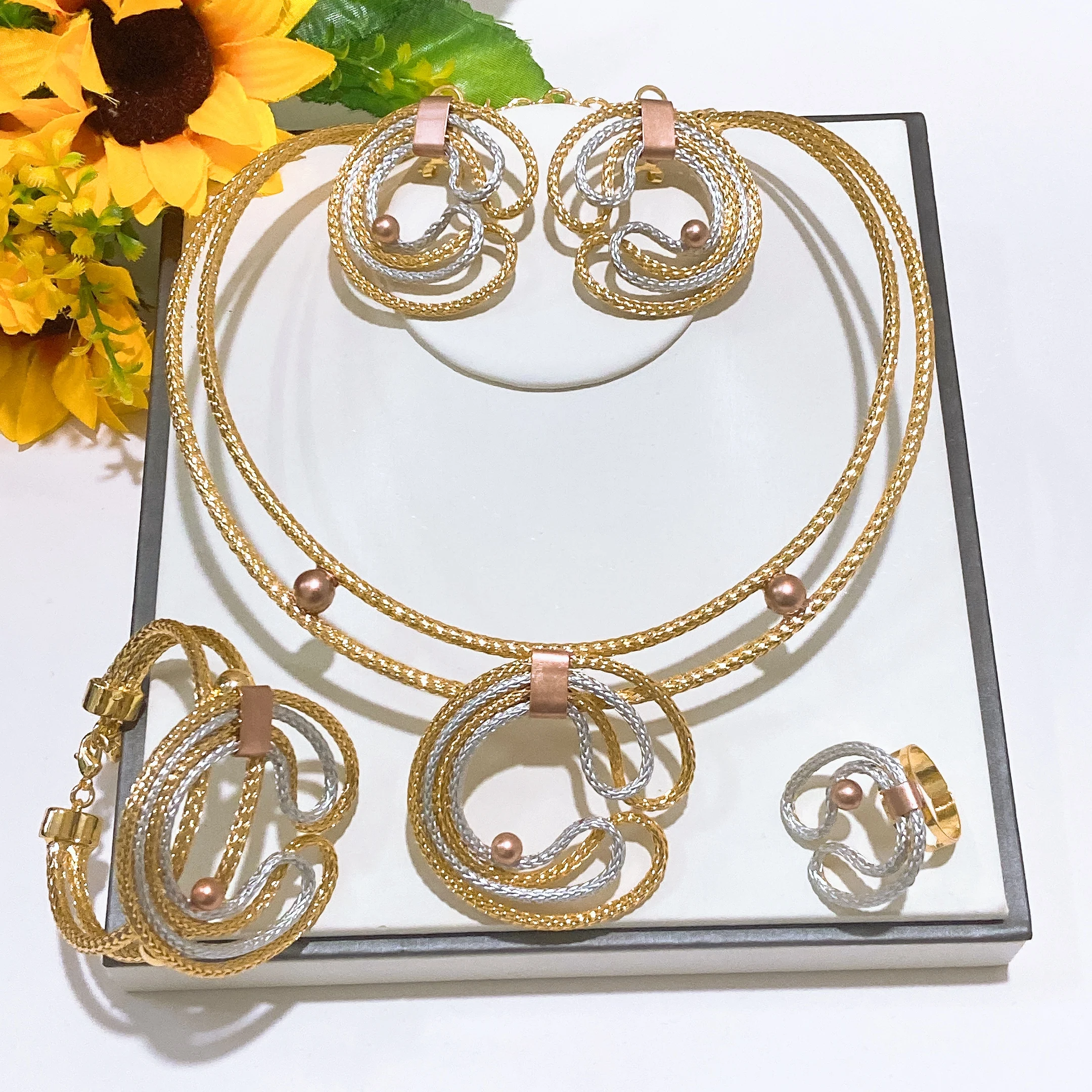 Yulaili Spiral Wire Gold Plated African Jewelry Sets for Women Wedding Luxury Naija Dubai Bridal Jewelry Sets HS26012