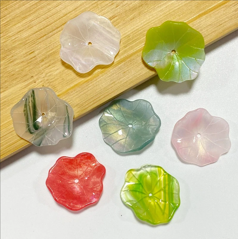 10 Pieces/Lot New Retro 20MM Acetic Acid Leaf Beads Torus Resin Charm Connectors for Diy Hair Earrings Jewelry Accessories