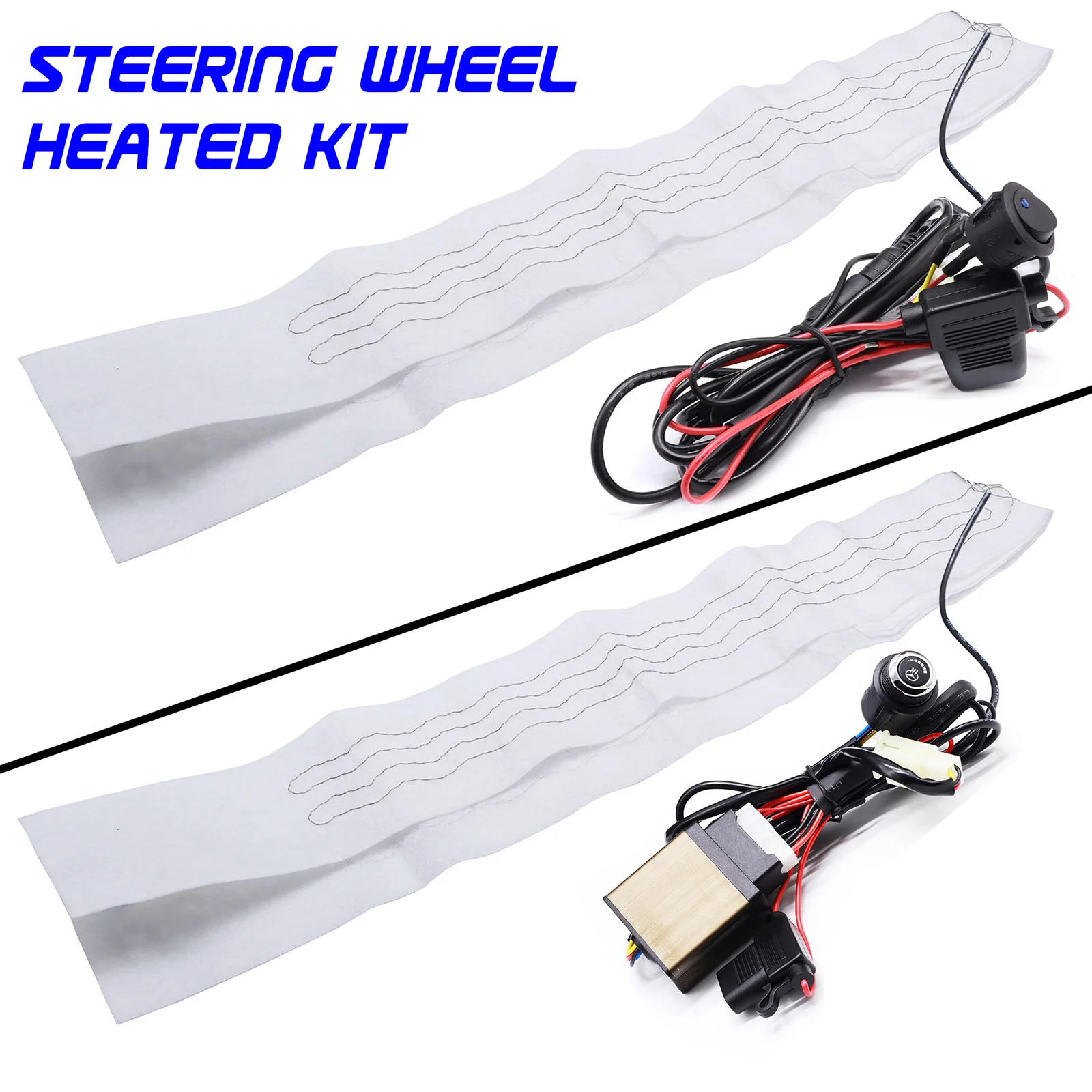 130cm Universal Car Heated Steering Wheel Cover Heater DIY Kit Pad Winter With Switch Hand Warmer 12V Thermal Accessories