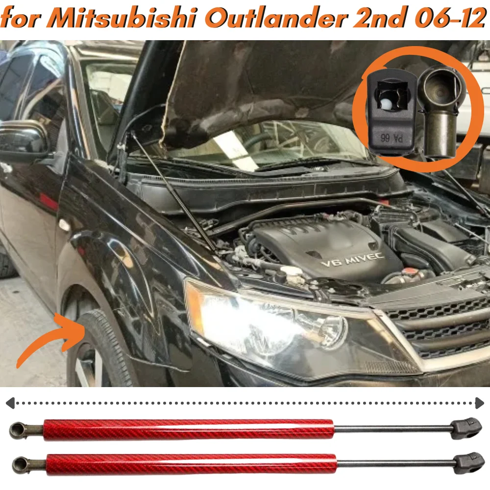 

Qty(2) Hood Struts for Mitsubishi Outlander 2nd (CW/ZG/ZH) 2006-2012 Front Bonnet Gas Springs Shock Absorbers Lift Supports