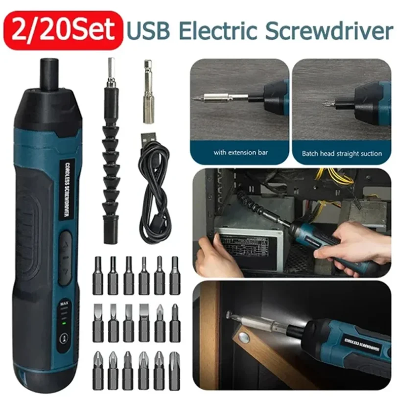 

Mini Cordless Electric Screwdriver 1300mah Rechargeable Adjustment Power Drill Multi-function Disassembly Torque Repair Tools