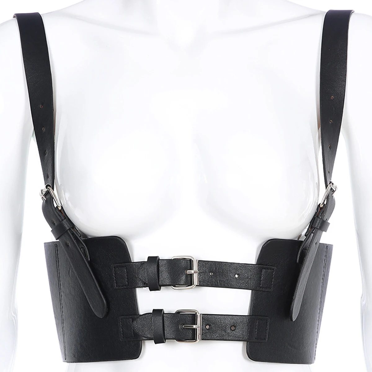 

Hollow Out Buckle Waistcoat Faux Leather