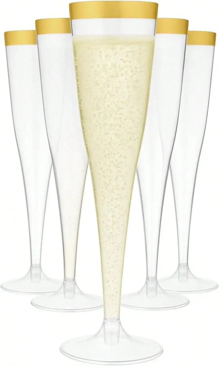 

Oojami20 Gold Rim Disposable Plastic Champagne Flutes - Bulk Party Cups For Weddings/Toasting