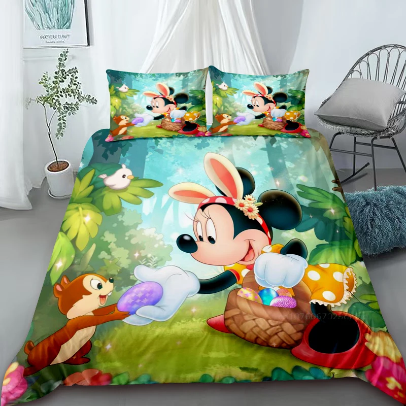 Capa de edredão mickey dos desenhos animados conjunto cama colcha capa rainha rei tamanho decoração do quarto casa para crianças presente