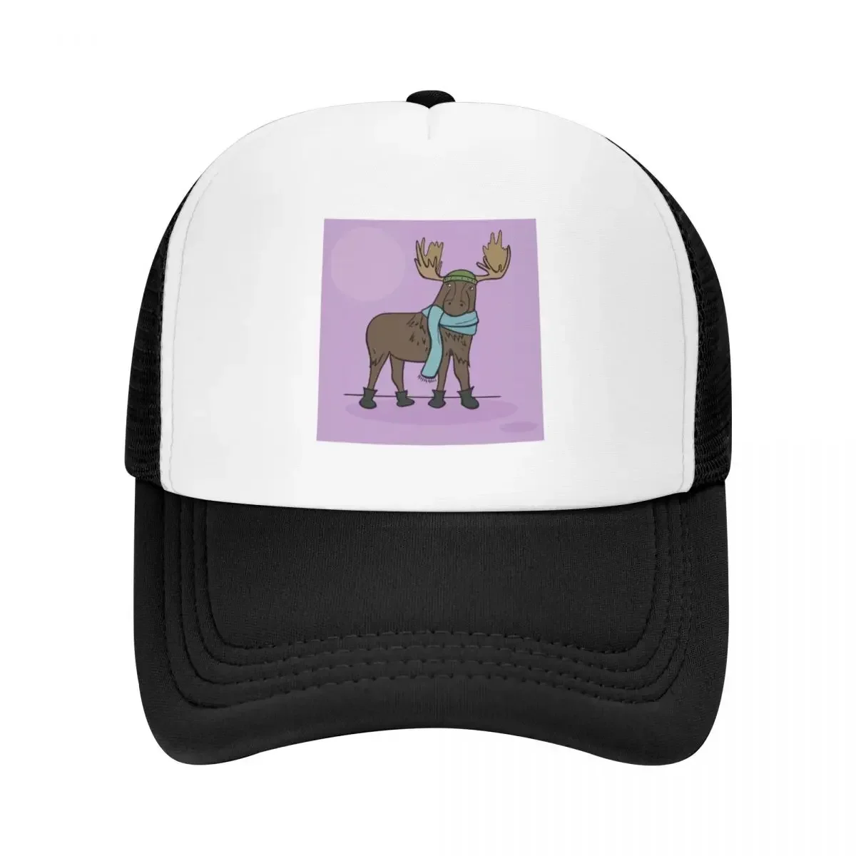 Winter Moose in a Scarf Baseball Cap Military Tactical Cap Luxury Cap Hip Hop Woman Men's