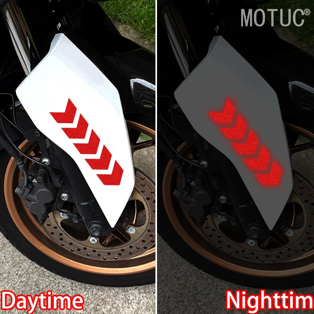 Chevron Reflective Motorcycle Decal Set Waterproof Vinyl Stickers Red White Blue for Top Case Scooter Body Night Safety Decor