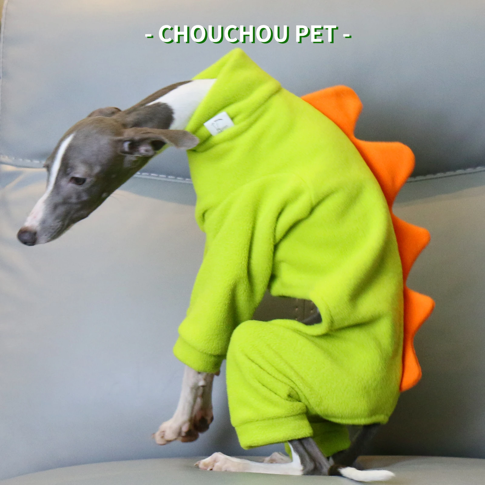 Ropa bonita de invierno para cachorros, ropa de algodón de dinosaurio cálida de lana Polar, ropa de Whippet de galgo italiano, verde