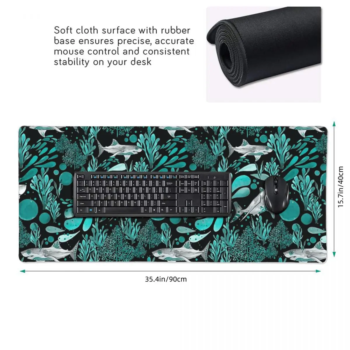 Shark Group Fish And Aquatic Plants Large Mouse Pad Computer Keyboard Mouse Mat PC Laptop Desk Mat Office Accessories Table Mats