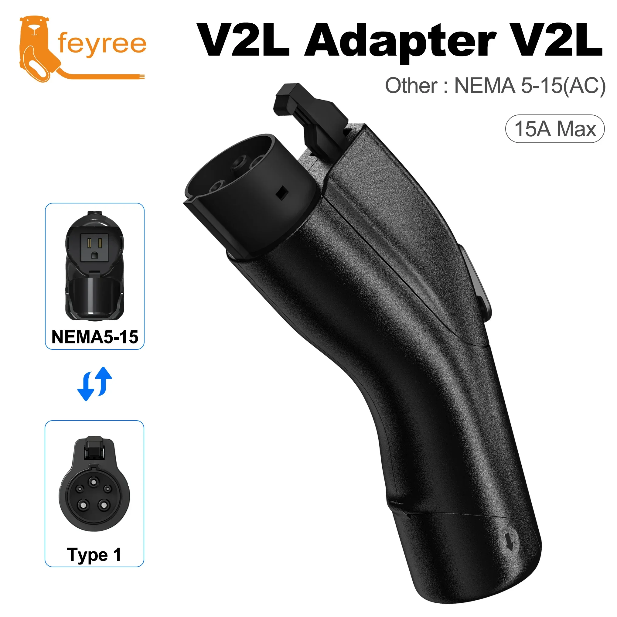 feyree V2L Discharge Adapter 110V15A with NEMA5-15 socket for Hyundai Ioniq 5/6, Kia EV6，Kia Niro EVm Genesis GV60,70