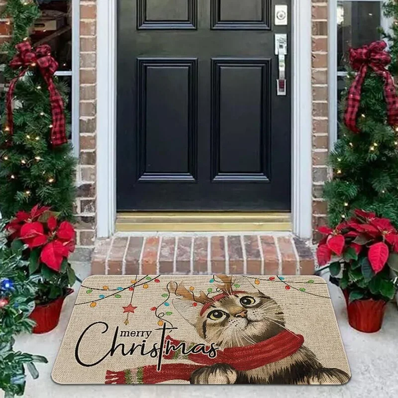 Merry Christmas Cartoon Cat Home Decoration Carpets For Living room bedroom Bedside Sofa Floor Mats Foot Pad Kids Play Area Rugs