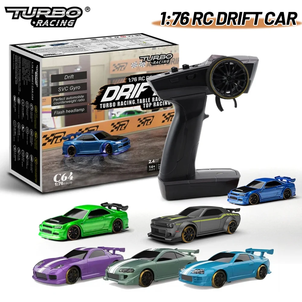 

Turbo Racing 1:76 RC Drift Car C61 C62 C63 C64 C65 with Gyro Mini Full Proportional RTR 2.4GHZ Remote Control Flat Running Toys