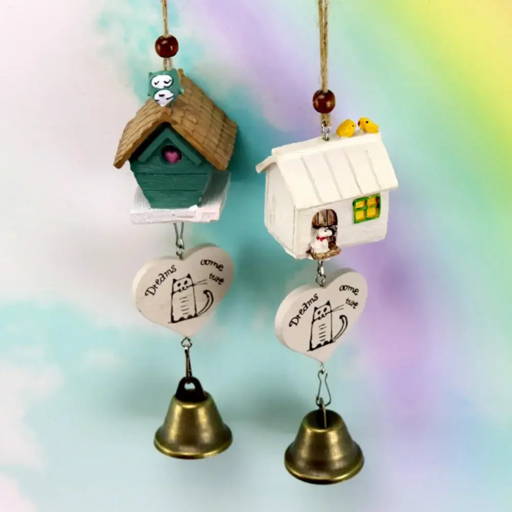 Bird House Wind Chime Resin Copper Retro Bell Crafts Garden Outdoor Hanging Decor DIY Cartoon Wind Chime Kid Home Decoration