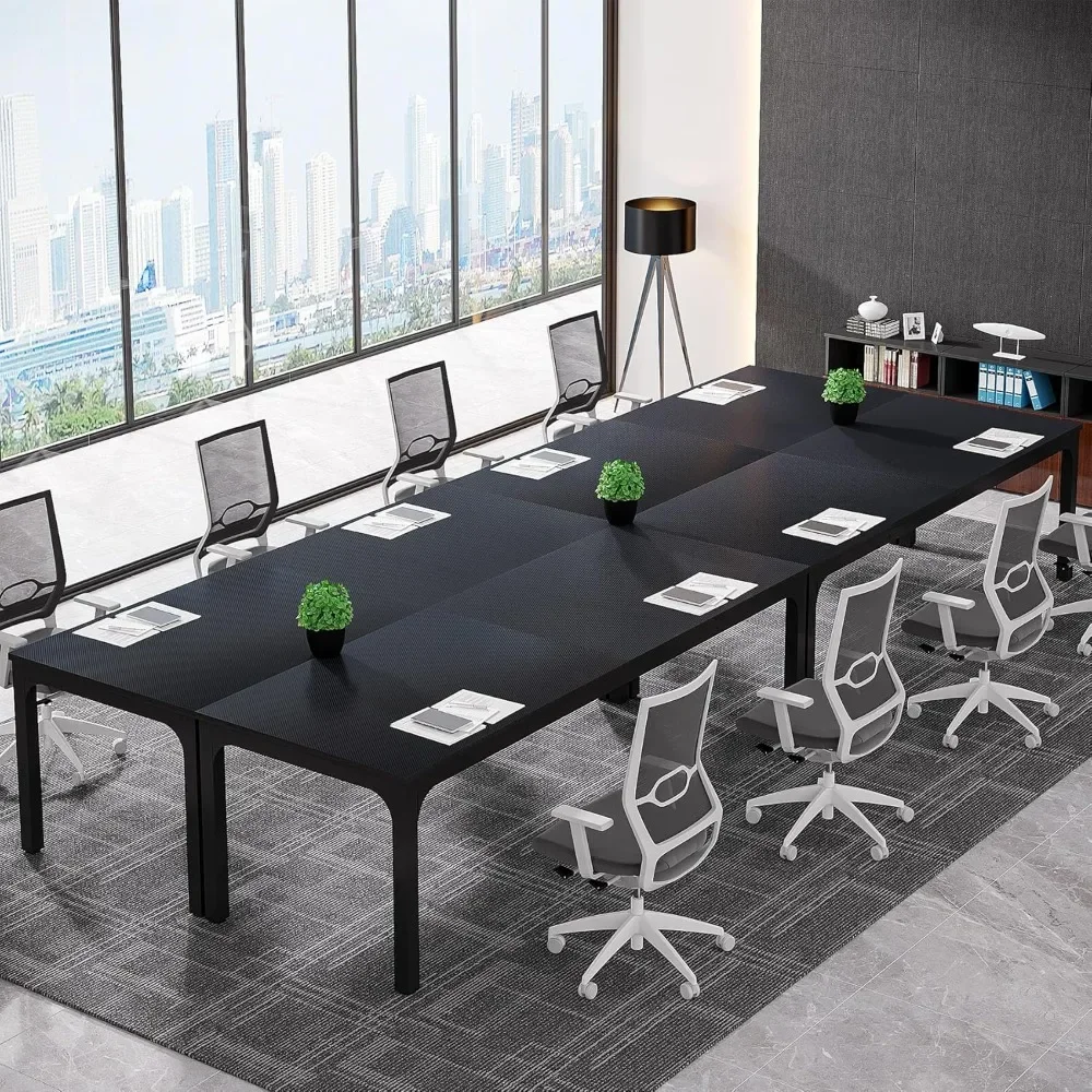 Conjunto de mesa de conferência de 78,74 polegadas de mesa de sala de conferência de 4,13 pés, conjunto de mesa de gerenciamento retangular grande para 12 a 16 pessoas