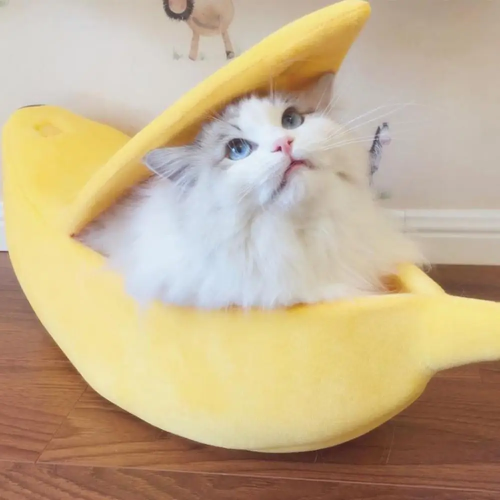 Banana Shape Pet Dog Cats Nest Soft Winter Puppy Kitten Warm House Bed Pet Sleeping Basket Dog Cushion Cat Accessories Gatos