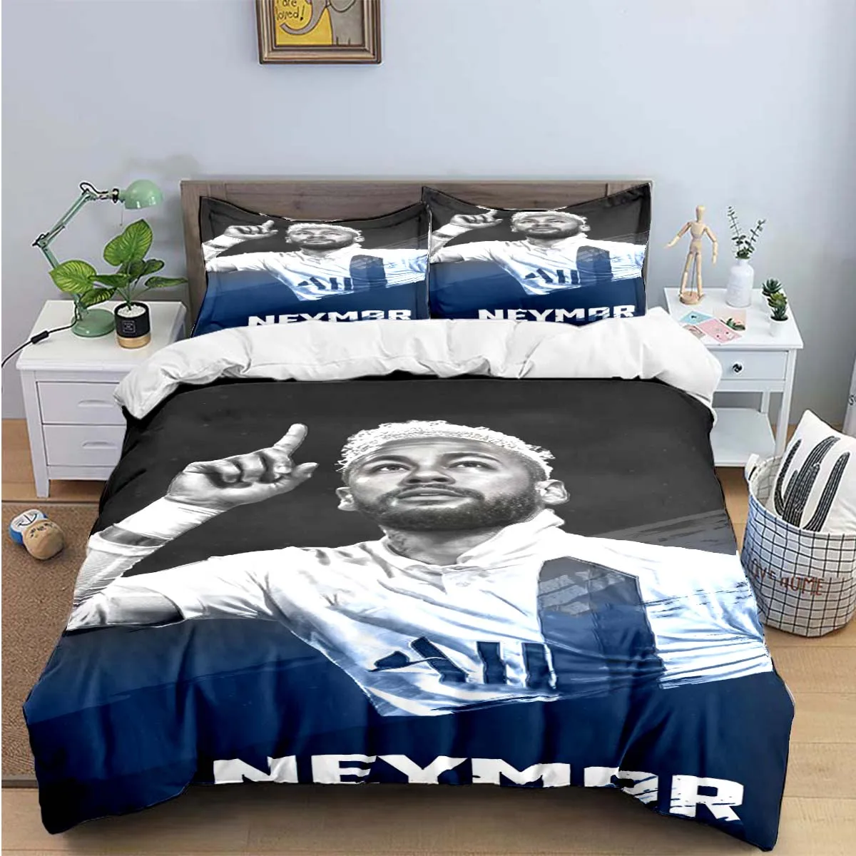 Fashion No. 10 Football Star N-Neymar Print Bedding Sets Bed Supplies Set Duvet Cover Bed Comforter Set Bedding Set Luxury Gift