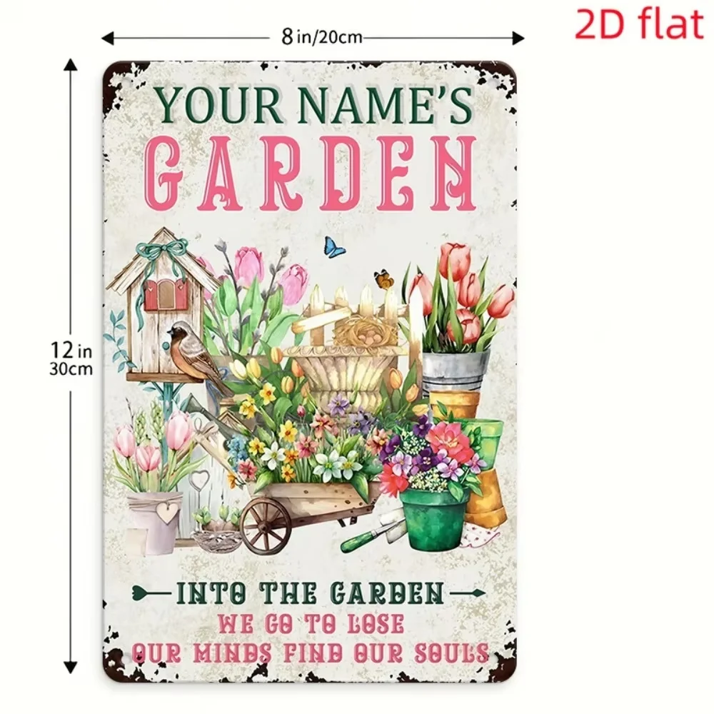 Customizable Your Name Garden Metal Tin Plaque 8x12in 20x30cm, Yard Fence Balcony Decoration Gifts