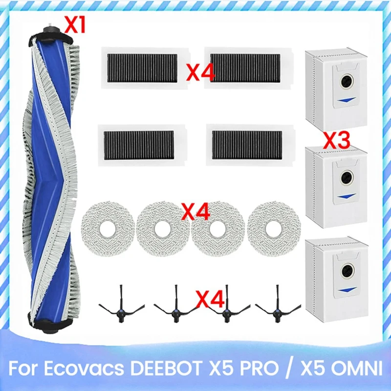 

FYBL-16PCS Replacement Parts For ECOVACS DEEBOT X5 PRO / X5 Pro OMNI Vacuum Cleaner Mop Cloth Hepa Filter Main Side Brush