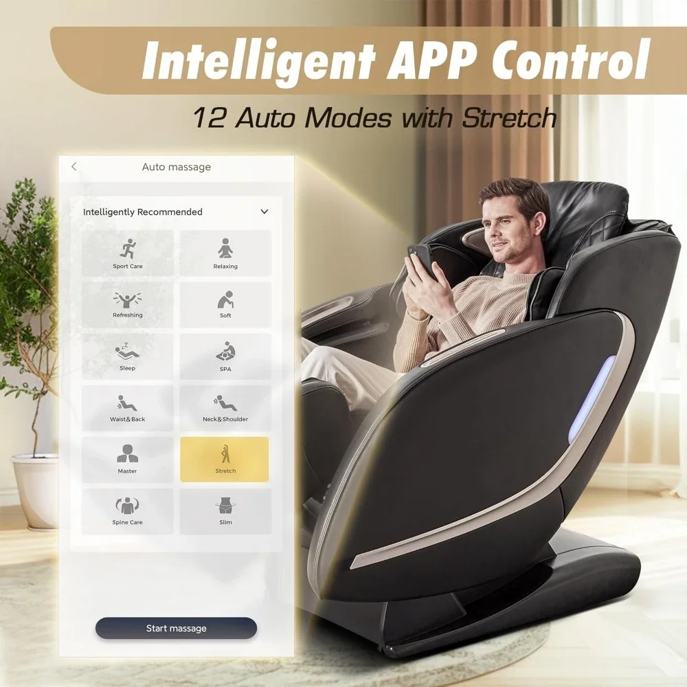 Massage Chair Full Body, Zero Gravity Massage Chair with APP, 4D Shiatsu Massage Recliner Chair with Heat, Foot Roller(Black)