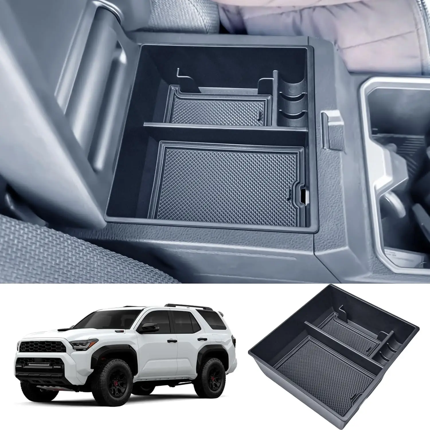 

Tucknbox For 2025 4Runner Center Console Organizer Tray Accessories ABS Plastic Armrest Insert Coin Holder Secondary Storage Box