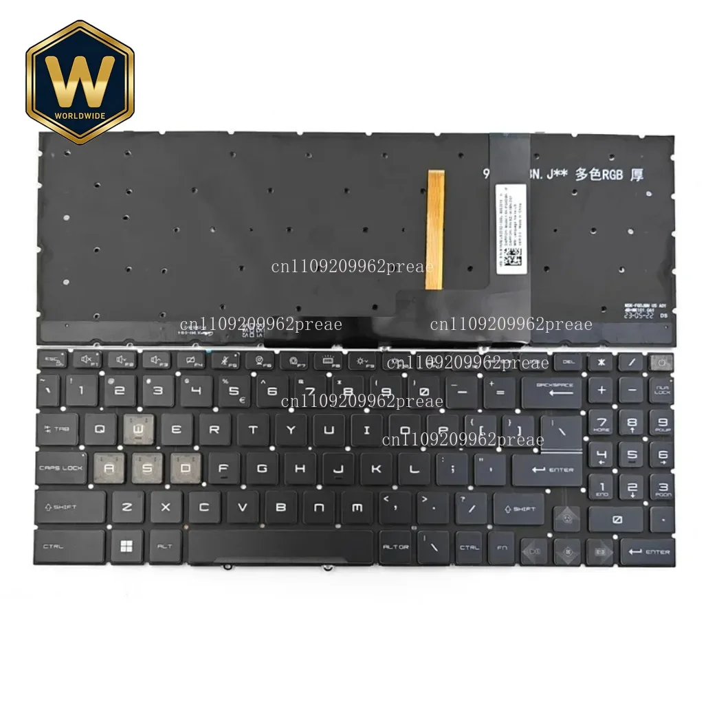 

S For MSI Katana 15 B12UDXK/B12VEK/A15 AI B8VE, 17 B13UCXK/A17 AI B8VF, Pulse 15 B13VFK/B13VGK - US 4-Zone RGB Backlit Keyboard
