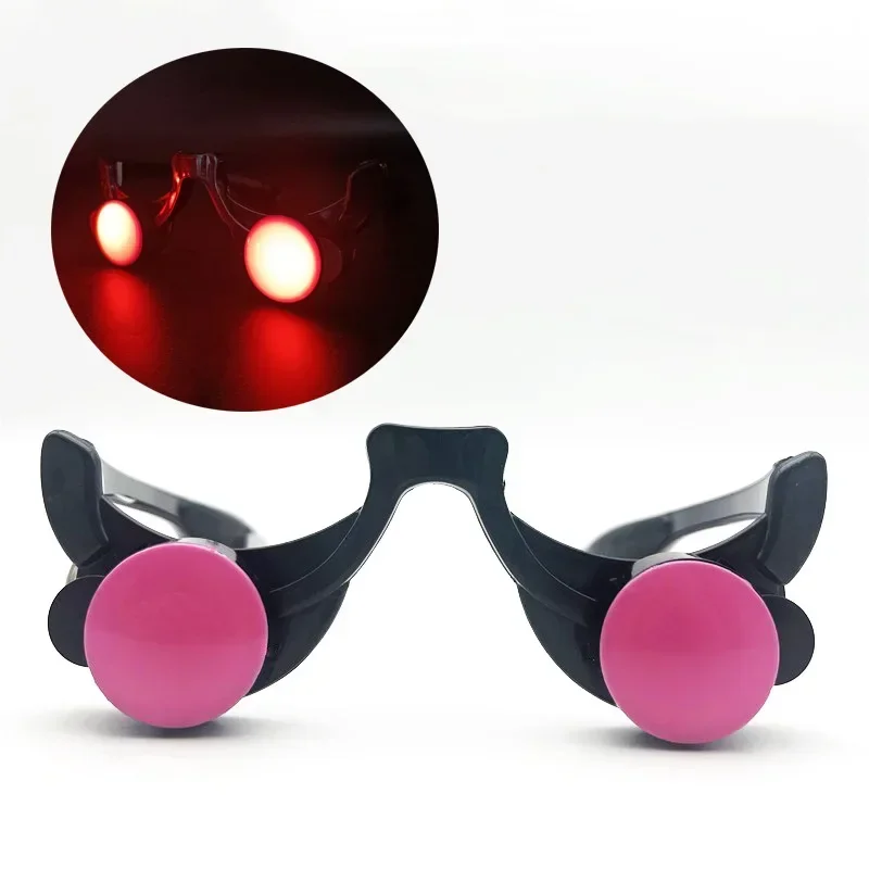 Lunettes LED lumineuses pour Halloween, accessoires de jeu animés, lunettes Shoes fantaisie drôles, yeux rouges, accessoires de cosplay masplay, accessoires de fête Tim ade