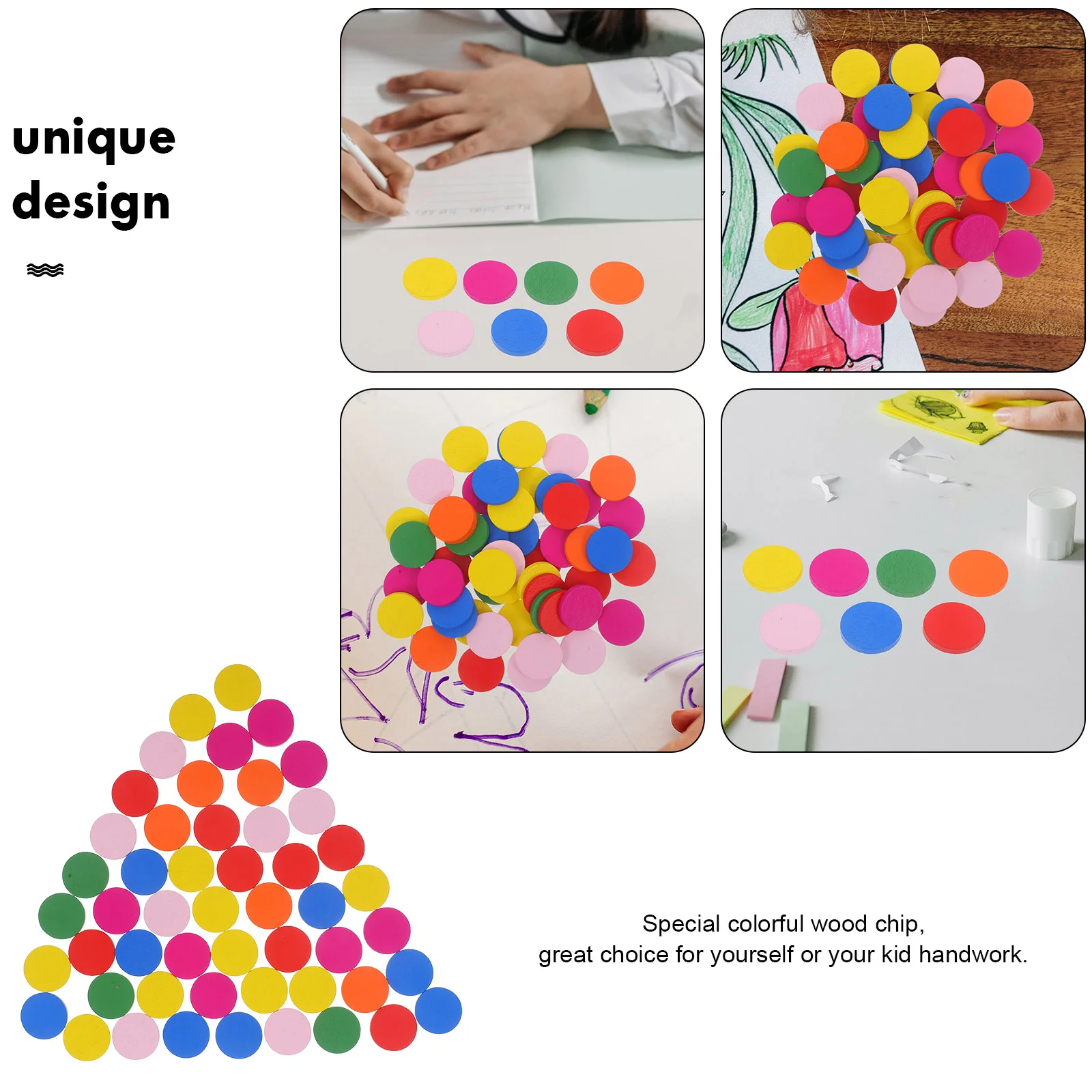 50pcs Round Wood Piece Colorful Disc Learning Tools Pupils Mathematics Teaching Aids for Kid Child Girl (Mixed Color)