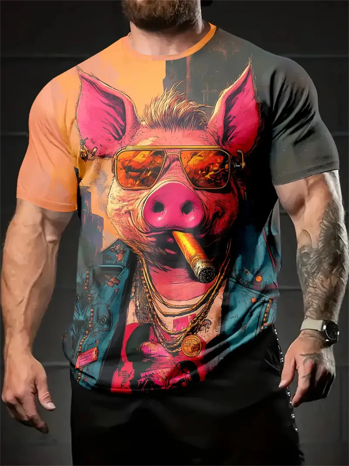 

Funny 3D Animal Pattern Men's T-Shirt Casual O-neck Short Sleeve Tops Hip Hop Trend Harajuku Streetwear Summer Fashion Loose Tee