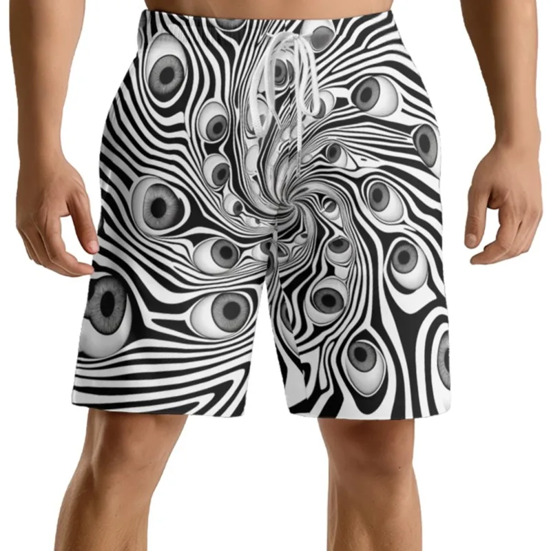 Zebra Augen drucken Herren Kordel zug Taille Shorts Polyester Strand Shorts schnell trocknen atmungsaktive Casual Sport Shorts