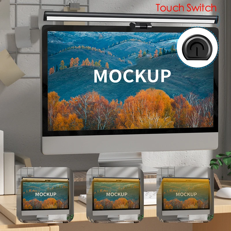 Lampada per schermo LED USB Luce per monitor Eye-Care regolabile a 3 touch con luce anti-blu per PC portatile curvo Luce da scrivania per dormitorio