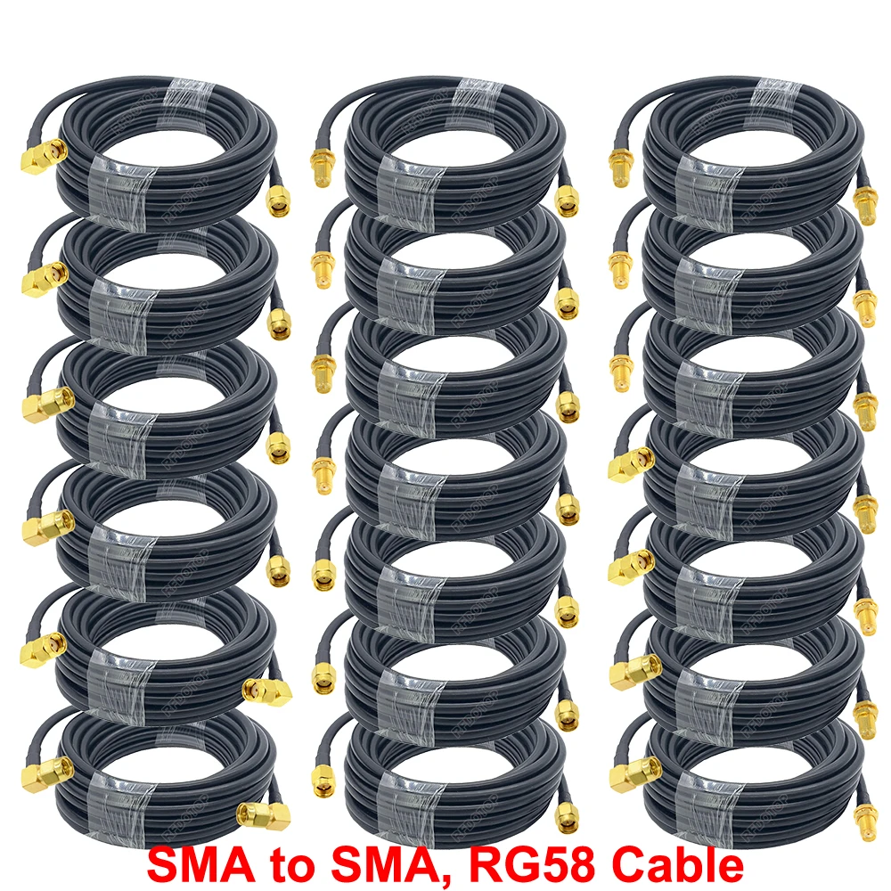 SMA to SMA Male Female RF Connector Crimp 50Ω RG58 Coaxial Cable Extension Pigtail 10CM-2.5M SMA-SMA-50-3 Wifi Antenna RF Jumper