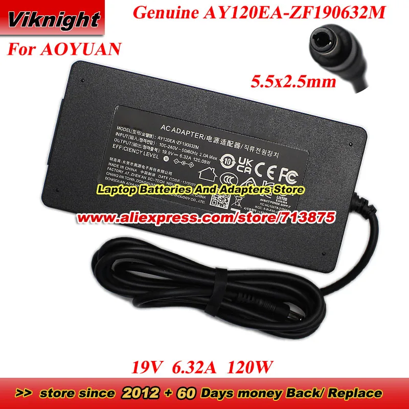 Genuine AY120EA-ZF190632M 19V 6.32A 120W AC Adapter for AOYUAN Power Supply 5.5x2.5mm Power Adapter