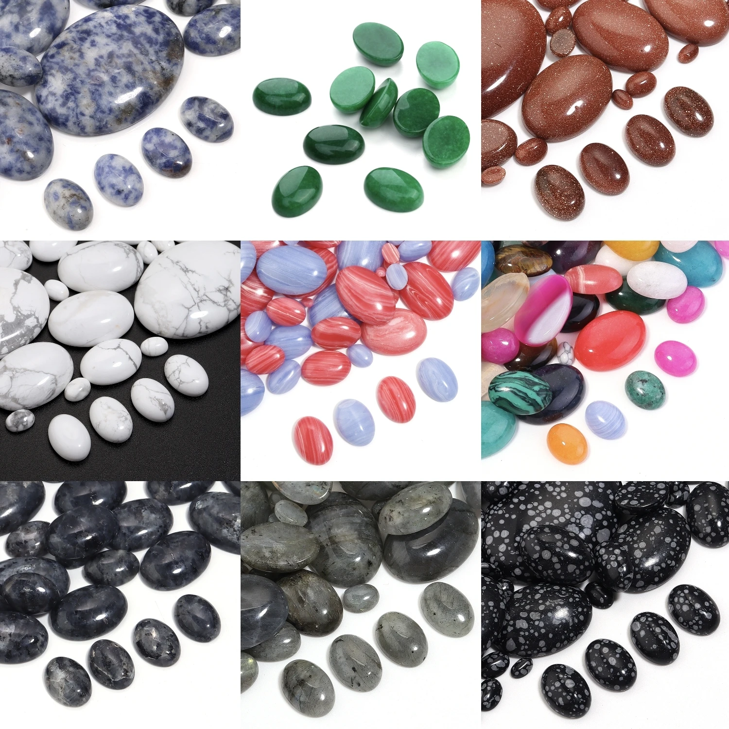 Jewelry Making Stones - 2/5/10Pcs Natural Oval Stone Agate Tiger